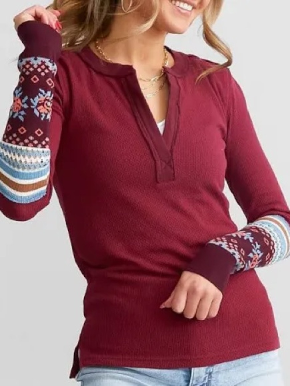 We The Free Micah Burgundy Top - Size XS - Picture 9 of 9